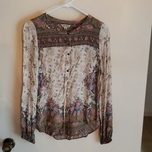Lucky Brand sheer floral henley